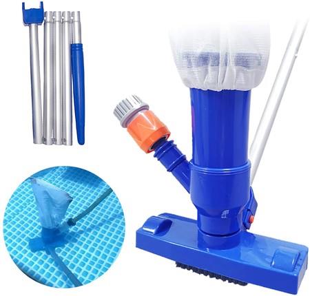 Portable Mini Swimming Pool Pond Spa Jet Vacuum Cleaning with Brush, Bag, 5 Pole Sections