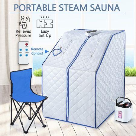 Portable Steam Sauna Full Body Spa Kit 1000W Steamer W/Foldable Chair + Remote Control