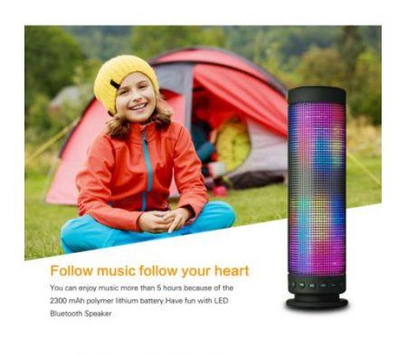 Portable stereo speaker with LED lighting