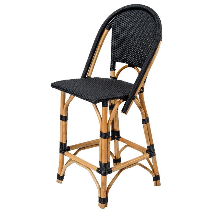 Positano Synthetic Rattan Vintage Bar Chair - Black
