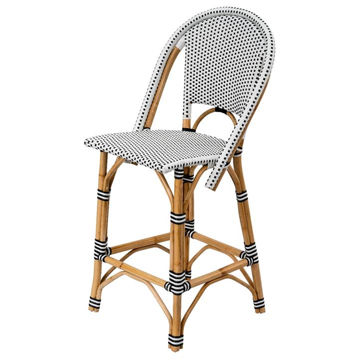 Positano Synthetic Rattan Vintage Bar Chair - Black/White Multi