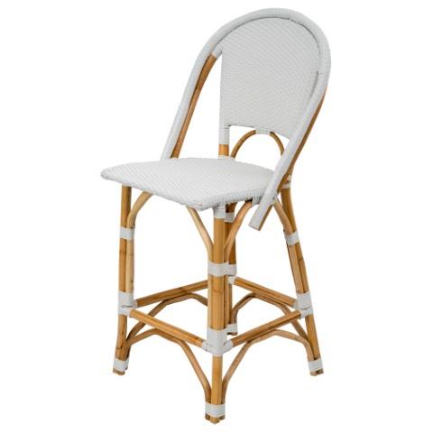 Positano Synthetic Rattan Vintage Bar Chair - White