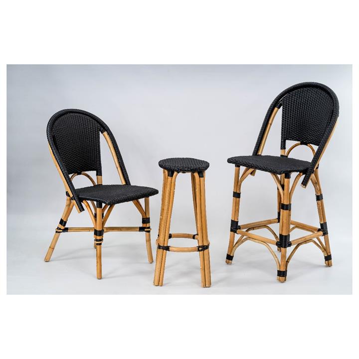 Positano Vintage Rattan Vintage Bistro Chair - Black
