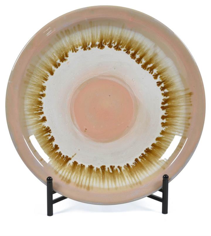 Primrose Ceramic Glazed Plate With Stand - Pink Multi