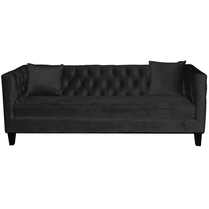 Provence Sofa 3 Seater Black Velvet