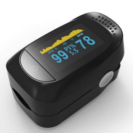 Pulse Oximeter Fingertip, SpO2 and PR Value Waveform PI Blood Oxygen Saturation with Sleep Monitoring Function - OLED Monitor for Sports and Home(Black)