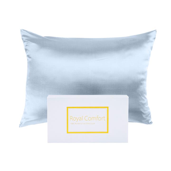 Pure Silk Pillow Case by Royal Comfort (Single Pack) - Soft Blue