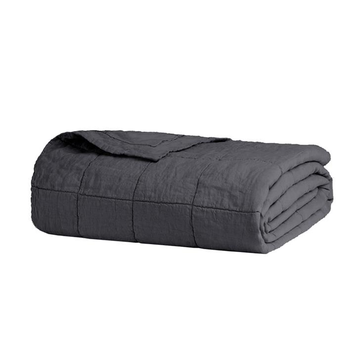 QB/KB Linen Quilted Coverlet Charcoal