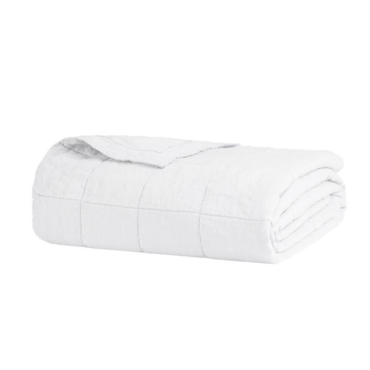 QB/KB Linen Quilted Coverlet Ivory