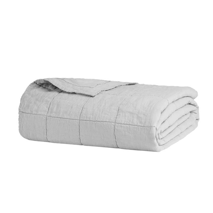 QB/KB Linen Quilted Coverlet Silver