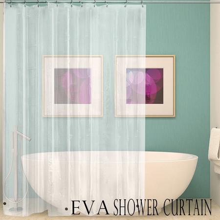 Quick Dry Mesh Pockets Waterproof PEVA Shower Curtain or Liner, Bath / Shower Organizer, Clear, 180cm x 180cm