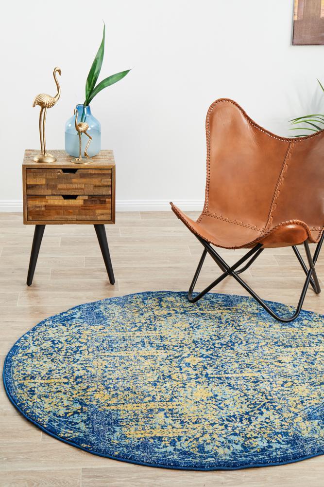 Radiance 411 Royal Blue Round Rug - 240X240CM