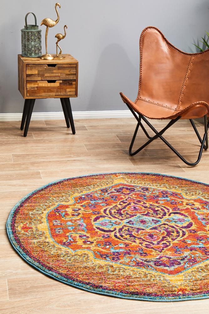 Radiance 422 Tangerine Round Rug - 200X200CM
