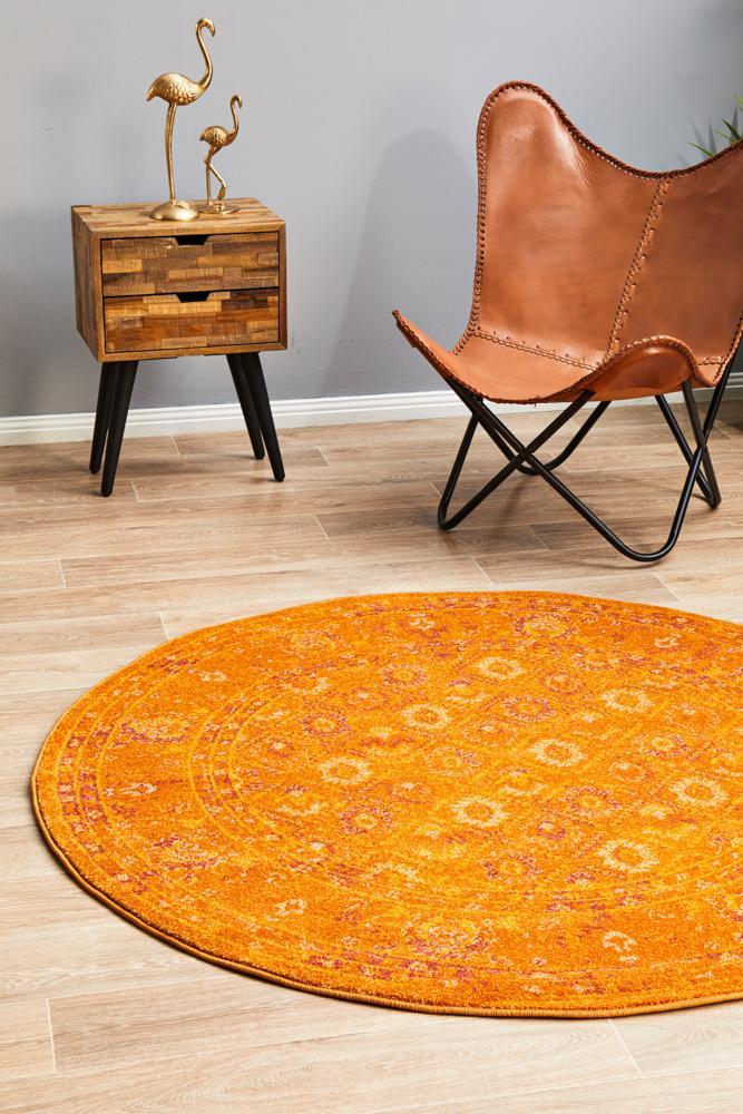 Radiance 444 Burnt Orange Round Rug - 240X240CM