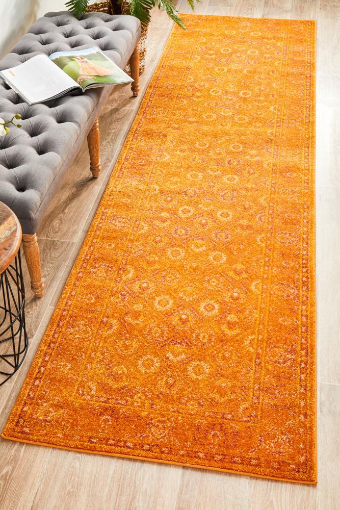 Radiance 444 Burnt Orange Runner Rug - 300X80CM