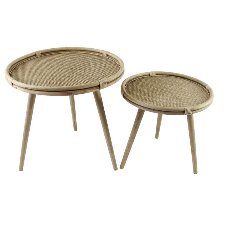 Rattan Set of 2 Occasional Tables - Natural