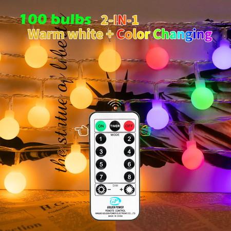RC String Lights Multicolors 100 Bulbs 10 Meters USB Power