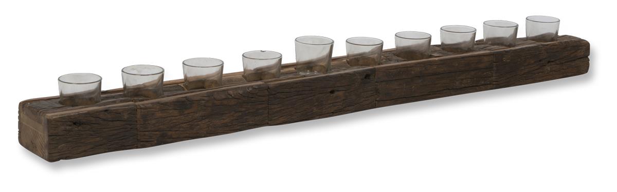 Reclaim Wood Long Rectangular Ten T Lite Holder