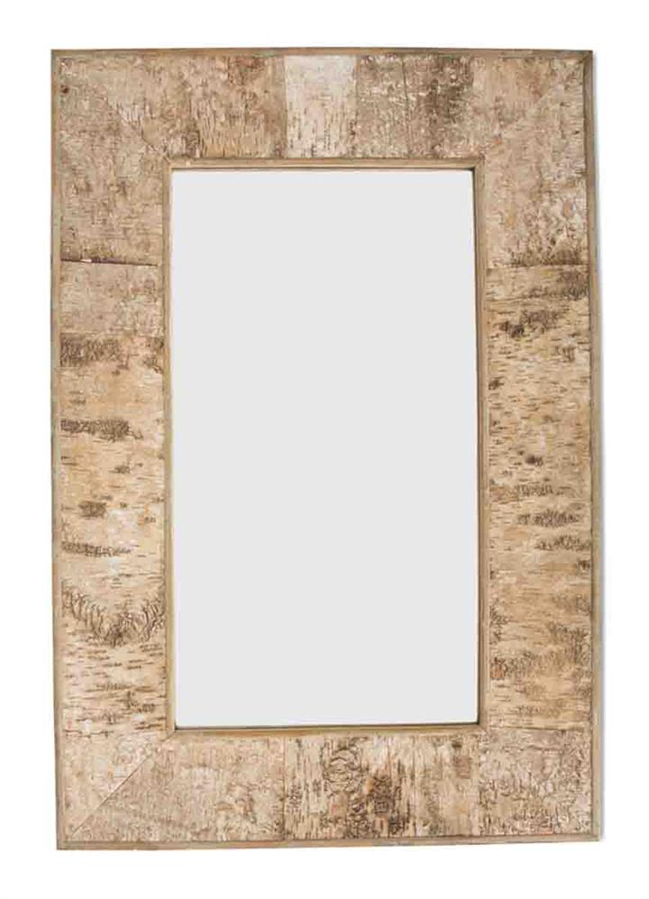 Rectangular Birch Bark Wooden Mirror Large