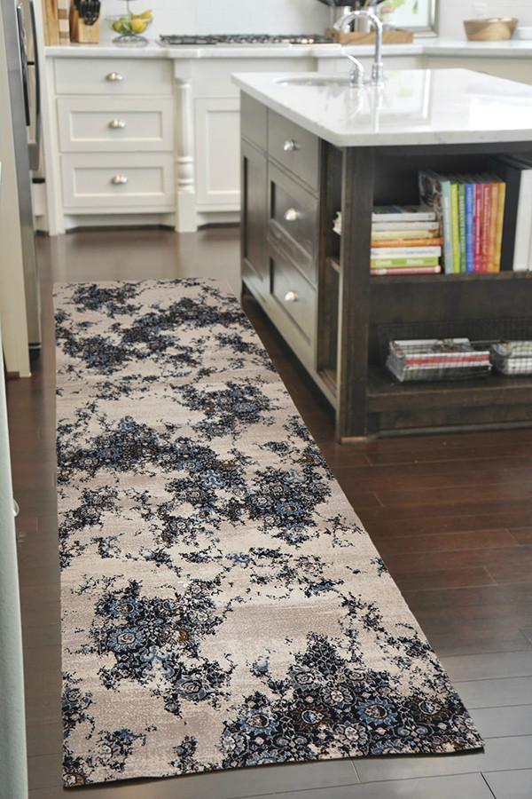 Rembrandt Designer  Rug Ivory Blue 500x80cm