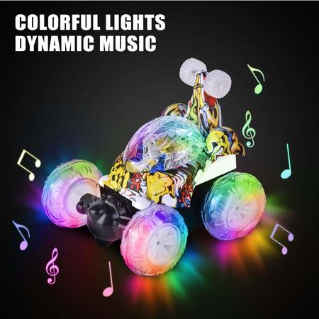 Remote Control Car, RC Stunt Car Invincible Tornado Twister Remote Control Rechargeable Vehicle with Colorful Lights & Music Switch for Kids (Camouflage)