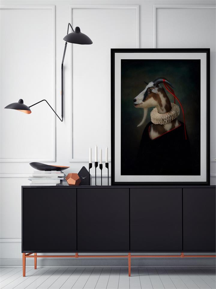Renaissance Goat - Frame Black - With Mat - 68x84 - Portrait