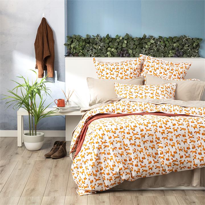 Renee Taylor European Vintage Washed Printed Cotton Quilt cover set Euro Pillowcase Fox