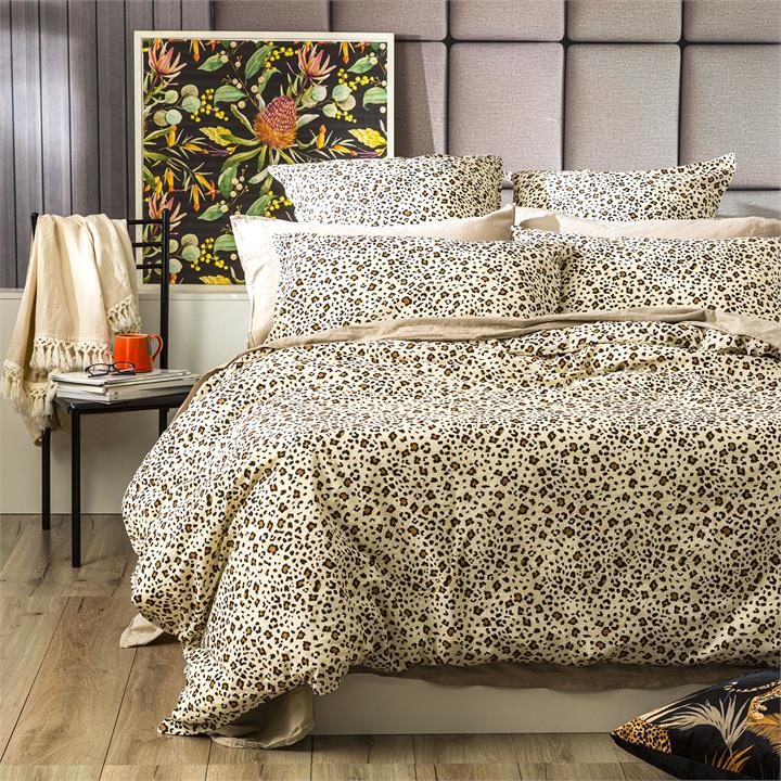 Renee Taylor European Vintage Washed Printed Cotton Quilt cover set King Leopard