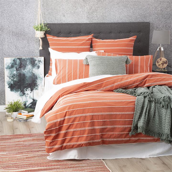 Renee Taylor Hudson vintage washed Cotton Chenille Quilt cover set King Paprika