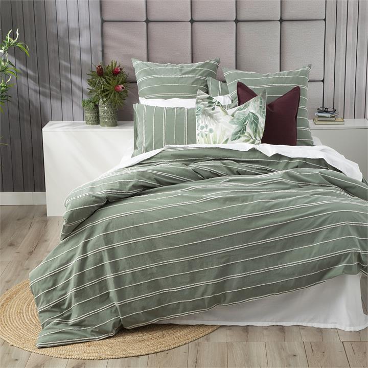 Renee Taylor Hudson vintage washed Cotton Chenille Quilt cover set Super King Sage