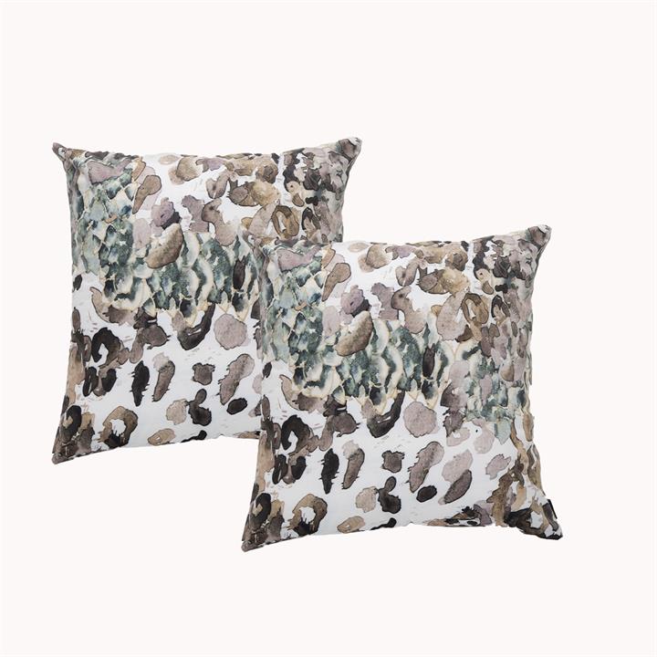 Renee Taylor Poly Velvet Printed Cushion filled 50 x 50 Cms  Leopard - Twin Pack