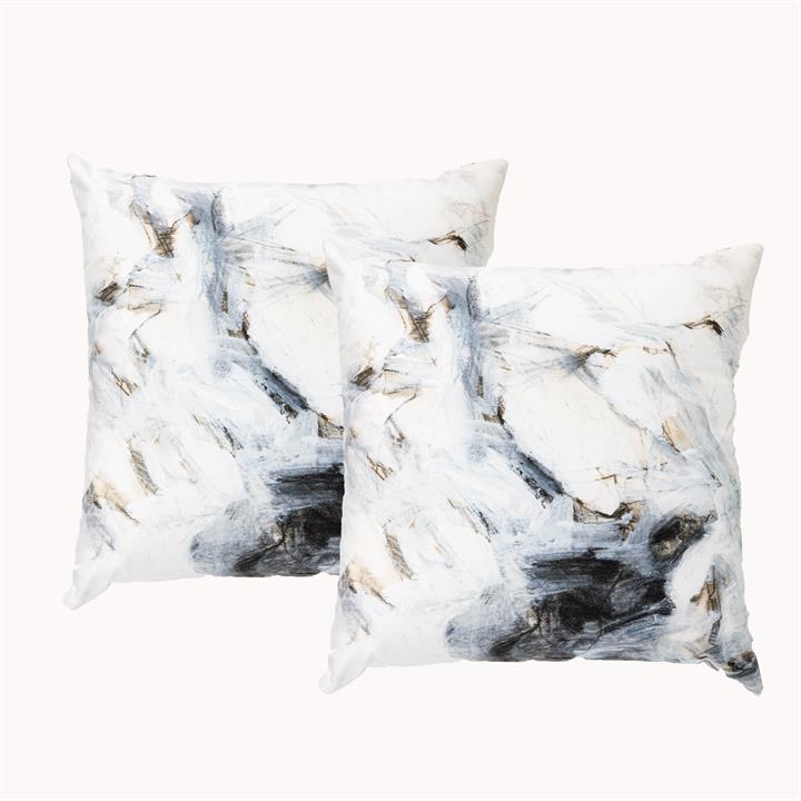 Renee Taylor Poly Velvet Printed Cushion filled 50 x 50 Cms  Marble- Twin Pack