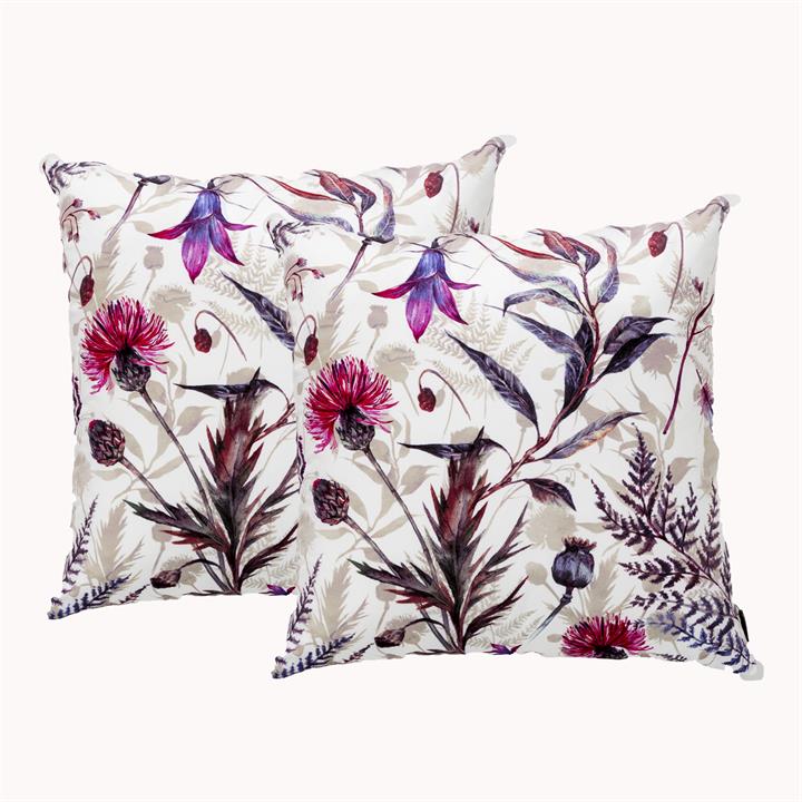 Renee Taylor Poly Velvet Printed Cushion filled 50 x 50 Cms  Meadow- Twin Pack