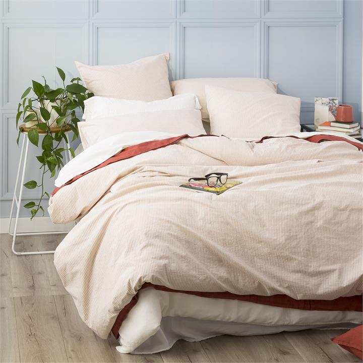 Renee Taylor Portifino Yarn Dyed vintage washed cotton quilt cover Set Super King Clay