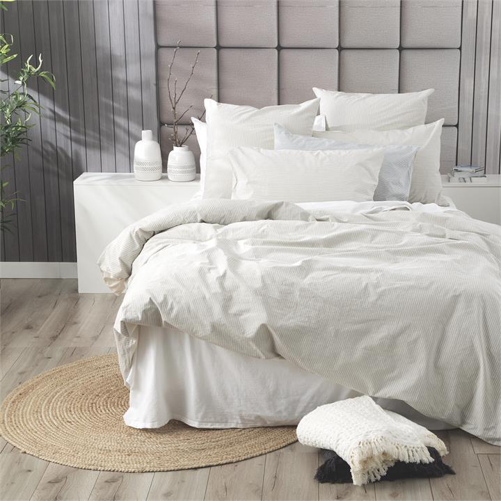 Renee Taylor Portifino Yarn Dyed vintage washed cotton quilt cover Set Super King Moon Mist