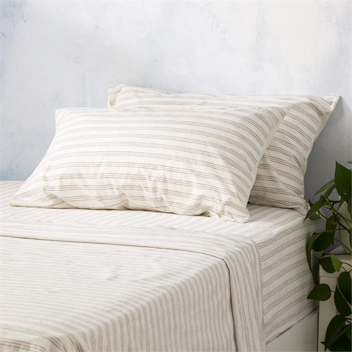 Renee Taylor Ticking Stripe Yarn Dyed Vintage washed Cotton Sheet set King