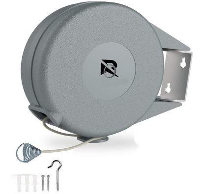 Retractable Clothesline - Portable Heavy Duty Indoor and Outdoor Single Clothes Drying Rack - 40 Feet PVC Retracting Clothes Line with Wall Mount Hang The Wet Dry Clothing Laundry - Easy Installation