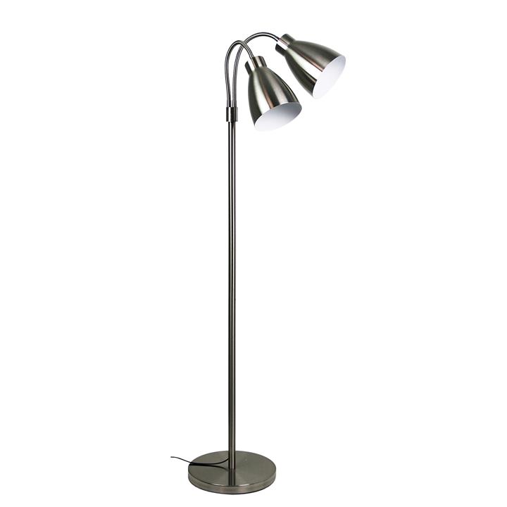 Retro Twin Floor Lamp Brushed Chrome