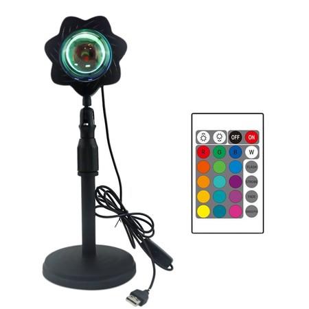 RGB Dusk Projection Lamp, LED Soft Floor Lamp, Rainbow Night Light, 360 Degree Rotation with 16 Color Remote Control