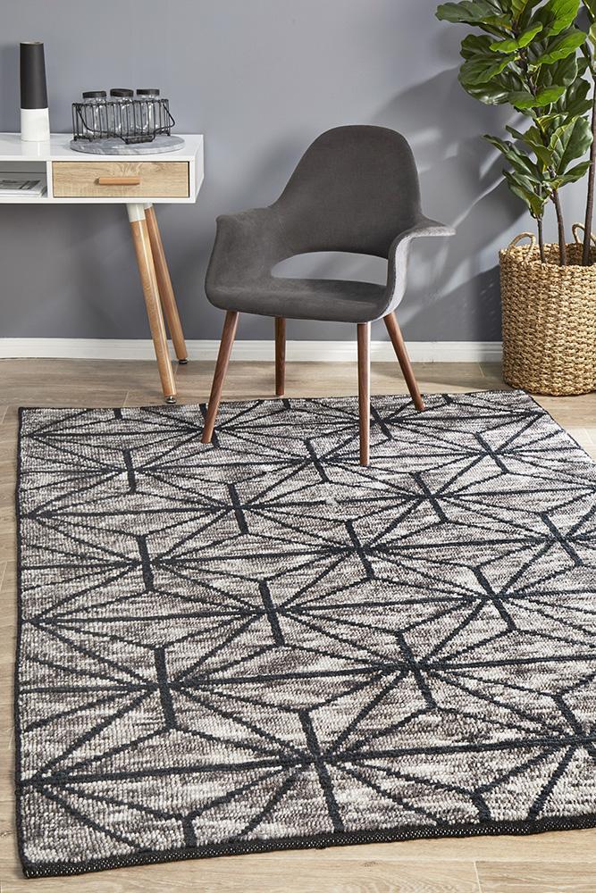 Rhythm Motif Charcoal Rug 400X300cm