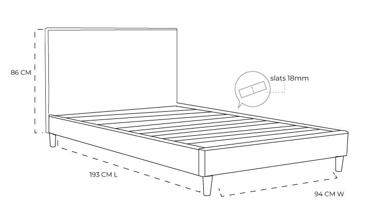Rio upholstered kids bed with wooden legs - pink