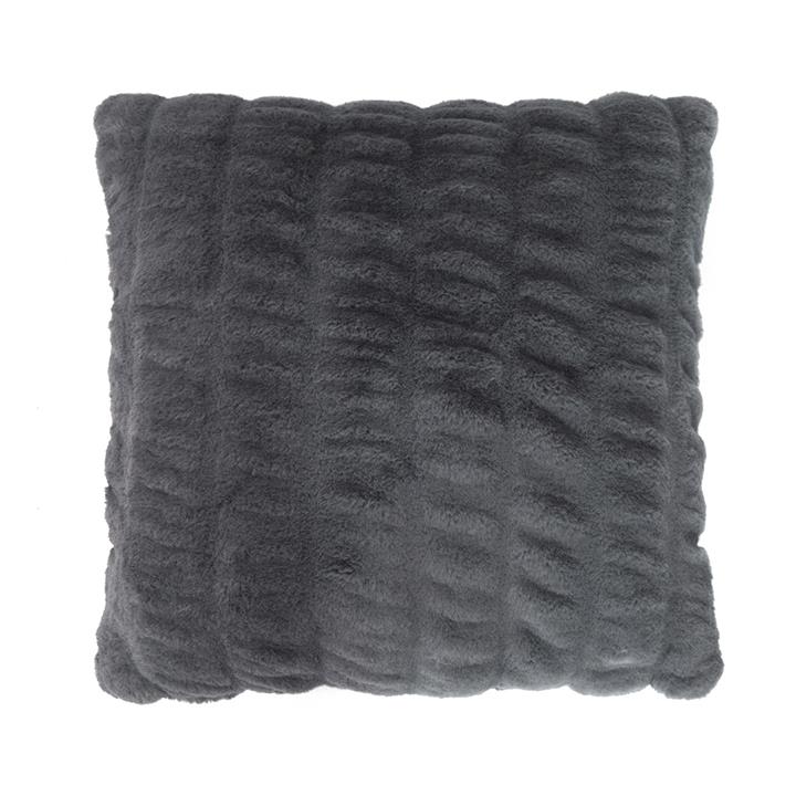 Ripple Faux Fur Cushion Filled 50x50cm Charcoal