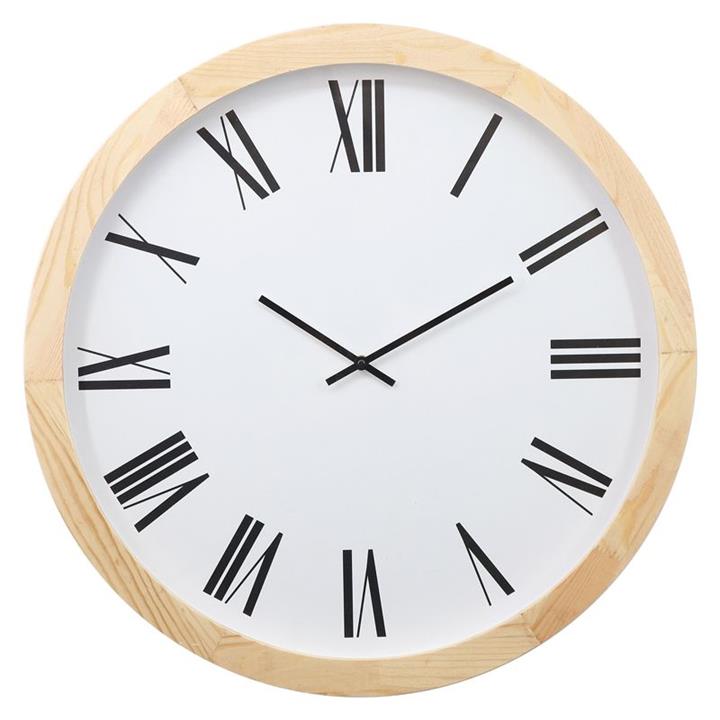 Roman Numeral Wood Wall Clock- Natural-White