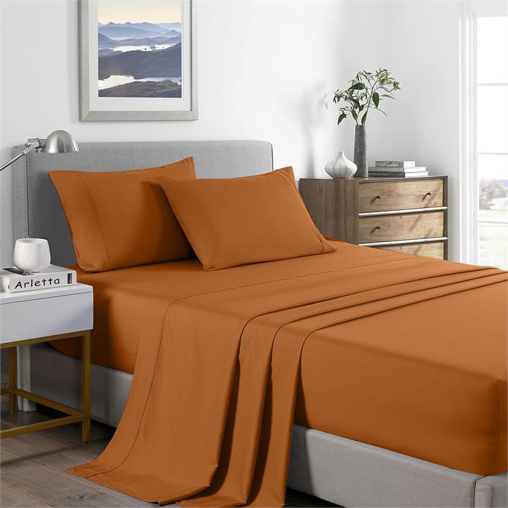 Royal Comfort Bamboo Cooling 2000TC Sheet Set Queen - Rust