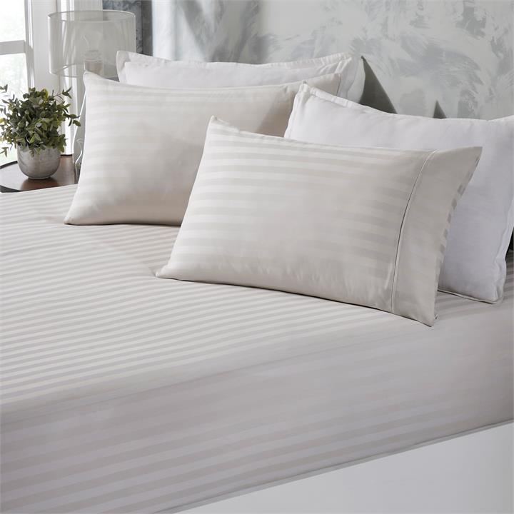 Royal Comfort Damask Stripe Cotton Blend 3-Piece Sheet Set | Double | Silver
