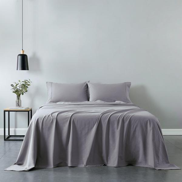 Royal Comfort Vintage Washed 100% Cotton Sheet Set Queen - Grey
