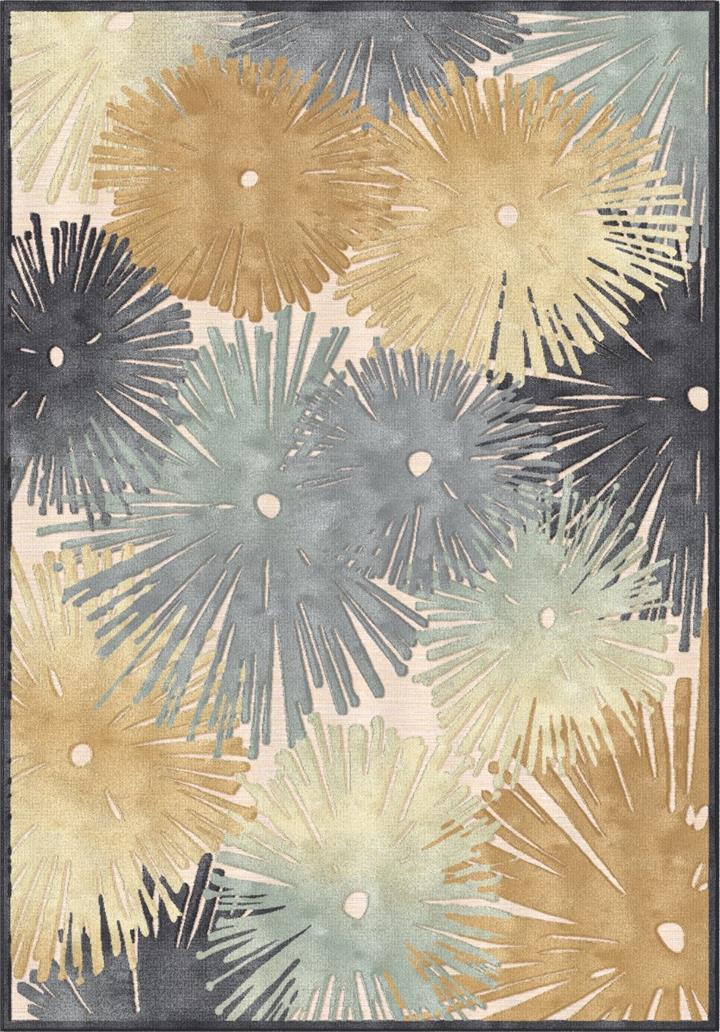 Rug Farashe 100% Chenille Star Burst - Anthrecite/Cream - 290x200