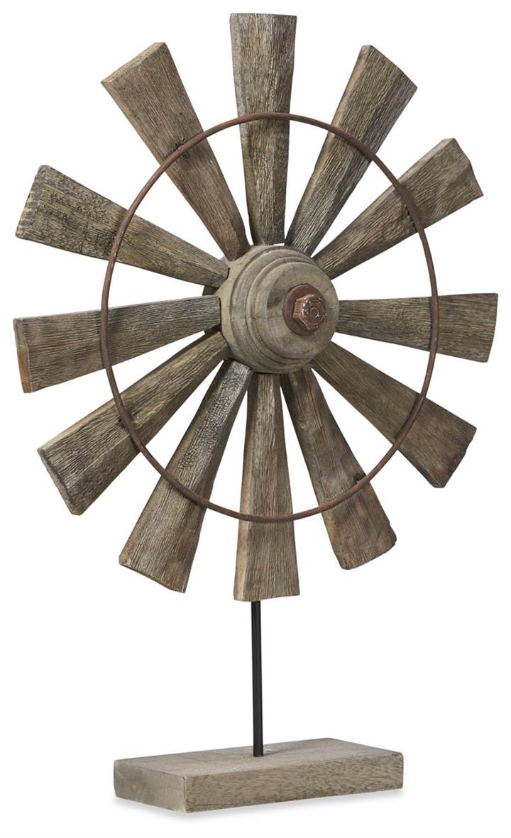 Rural Mango Wood Windmill Medium - Brown