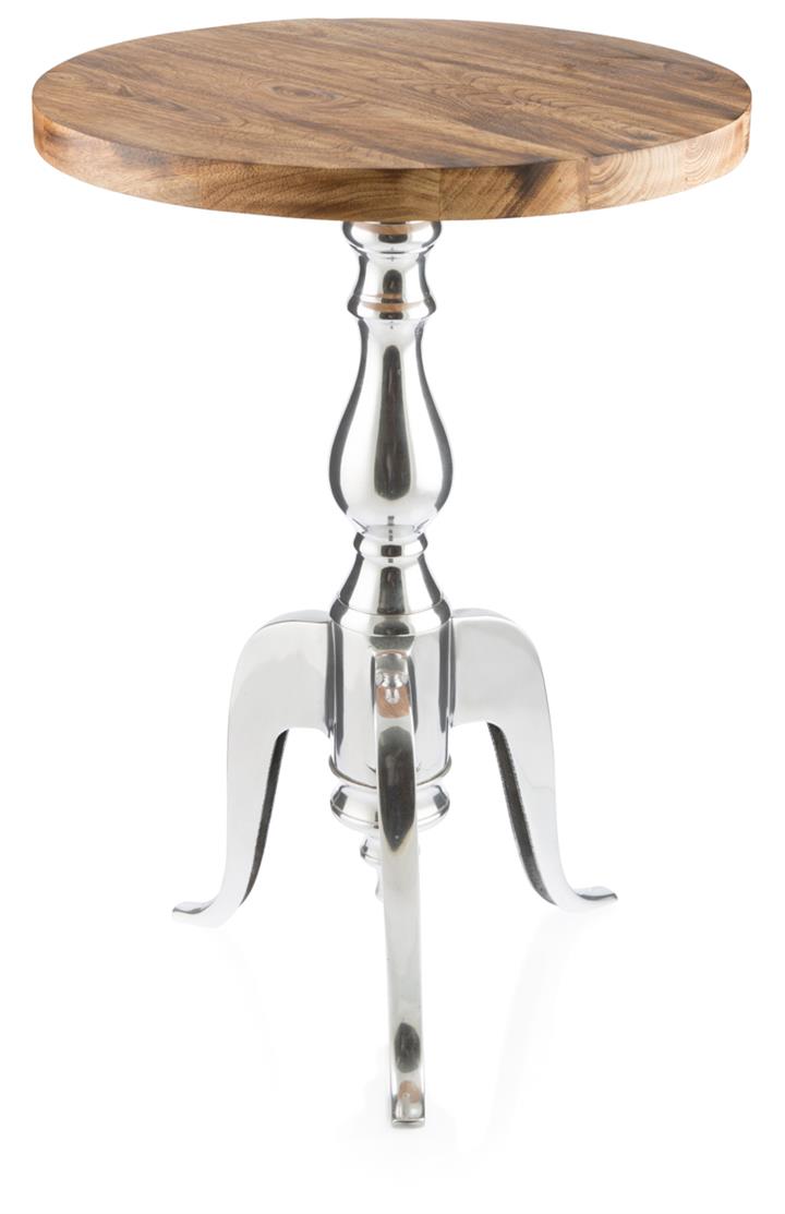 Rustic Wood Round Table with Modern Aluminum Base- Medium