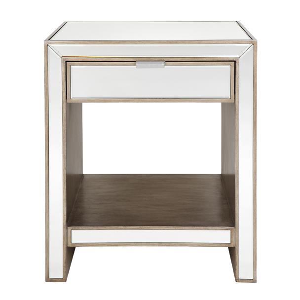 Sabrina Mirrored Bedside Table - Antique Gold